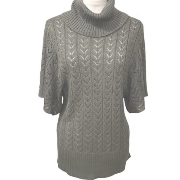 Dex cowl neck soft knit grey pullover short sleeve sweater. Women's size L - Picture 1 of 7